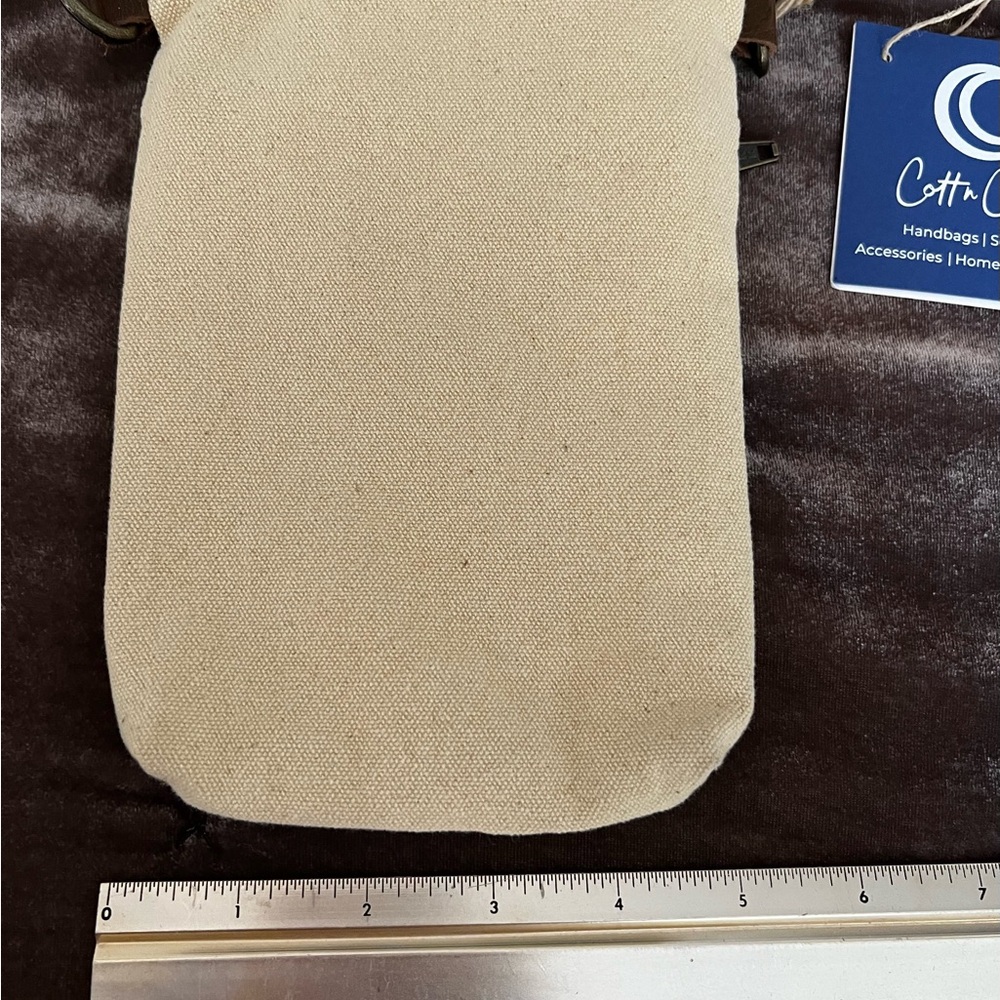 Beige and Brown Canvas Crossbody Bag - Picture 3 of 3